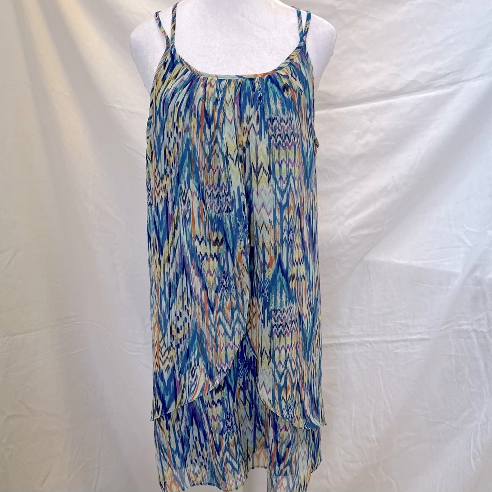 Bisou Bisou colorful flowy sundress with double straps.